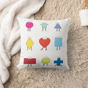 Cute Shape Characters Illustration Design Throw Pillow
