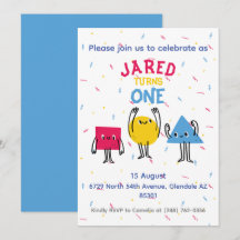 Cute Shapes First Birthday Celebration Invitation