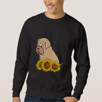 Cute Shar Pei Dog Sunflower Graphic for Women Flor Sweatshirt