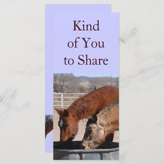 Cute Sharing is Fun Horse Western Bookmarks (Front/Back)