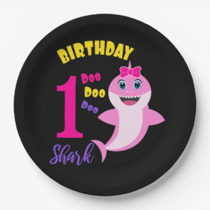 Cute Shark 1st Birthday  Paper Plates