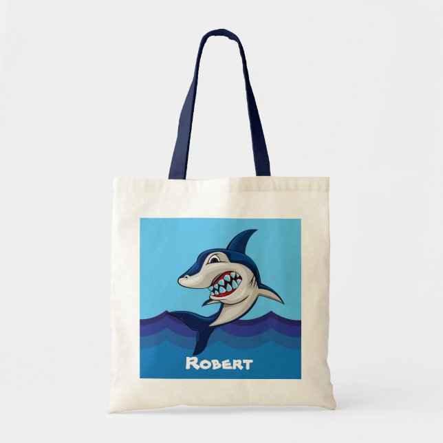 Cute shark add name tote bag (Front)