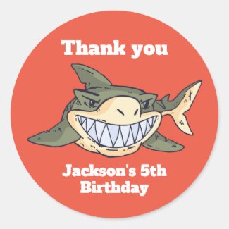 Cute Shark Animal Cartoon Kids Birthday Party