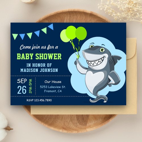 Cute Shark Baby Shower Invitation