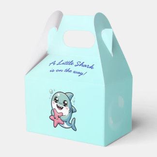 Cute Shark Baby Shower Kawaii Blue Favor Boxes