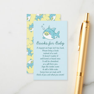 Cute Shark Baby Shower Kawaii Books for Baby Enclosure Card