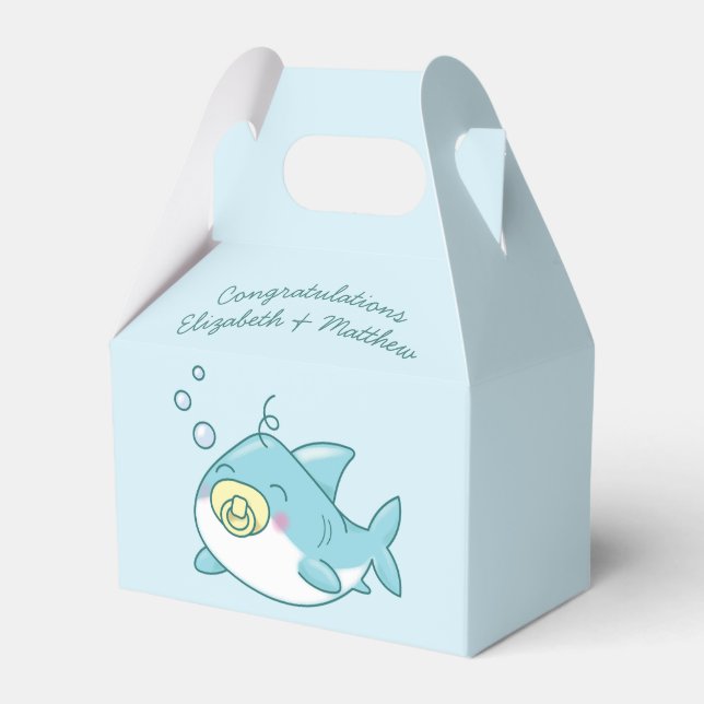 Cute Shark Baby Shower Kawaii Favor Boxes (Front Side)