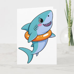 Cute Shark Baby With Float   Kids Card