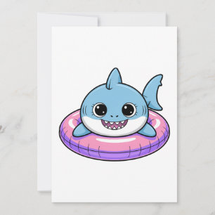 Cute Shark Baby With Float   Kids Invitation