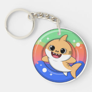 Cute Shark Baby With Float   Kids Keychain
