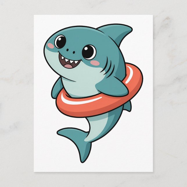 Cute Shark Baby With Float | Kids Postcard (Front)