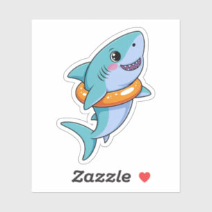 Cute Shark Baby With Float Kids Sticker