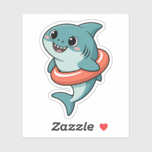 Cute Shark Baby With Float Kids Sticker