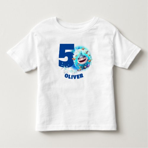 Cute Shark Birthday Name Boy  Toddler T_shirt