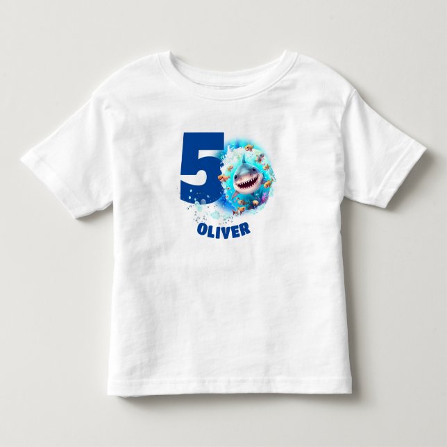 Cute Shark Birthday Name Boy  Toddler T-shirt (Front)