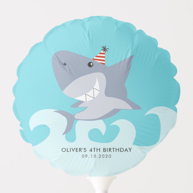 Cute Shark Birthday Party Balloon (Front)
