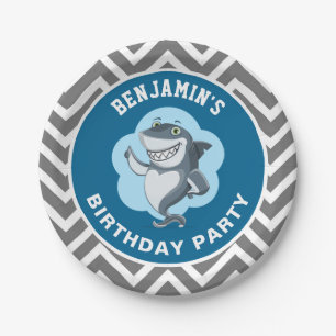 Cute Shark Birthday Party Paper Plates