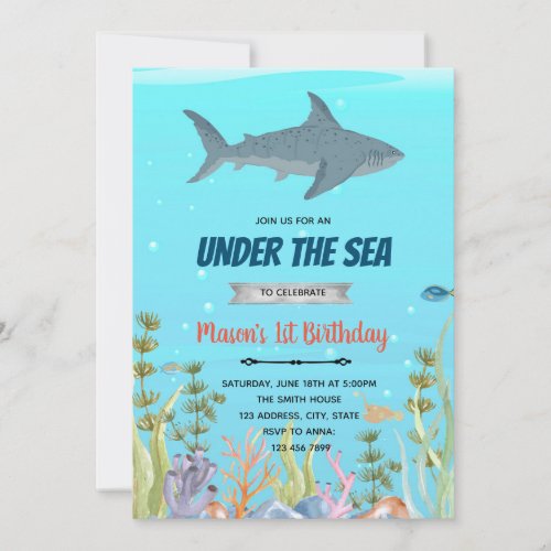 Cute shark birthday shower theme holiday card