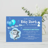 Cute Shark | Blue Balloons Birthday Invitation (Standing Front)
