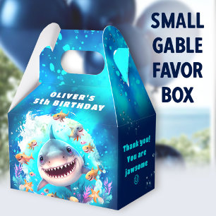Cute Shark Boy Birthday Blue Party Favor Box