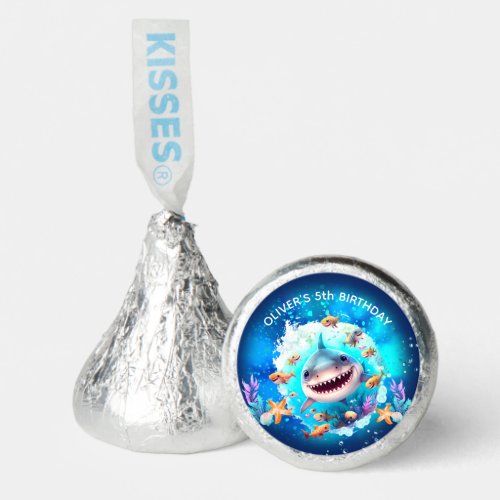 Cute Shark Boy Birthday Party Hersheys Kisses