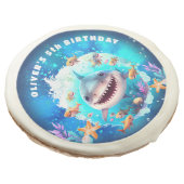 Cute Shark Boy Birthday Party Sugar Cookie (Angled)