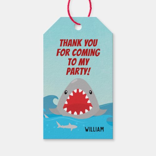 Cute Shark  Boys Birthday Party Thank You Gift Tags