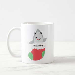 Cute Shark Christmas Stocking Mug