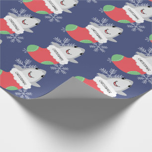 Cute Shark Christmas Stocking Wrapping Paper