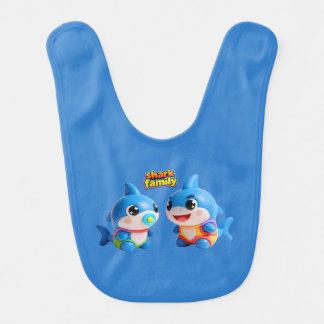 Cute Shark Family 3D Cartoon Character Kawaii Styl Baby Bib