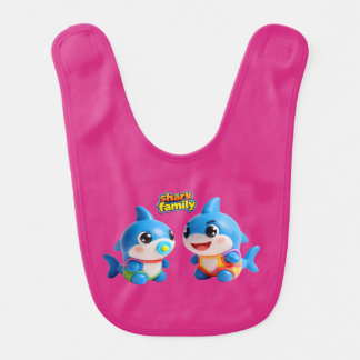 Cute Shark Family 3D Cartoon Character Kawaii Styl Baby Bib