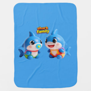 Cute Shark Family 3D Cartoon Character Kawaii Styl Baby Blanket