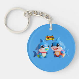 Cute Shark Family 3D Cartoon Character Kawaii Styl Keychain