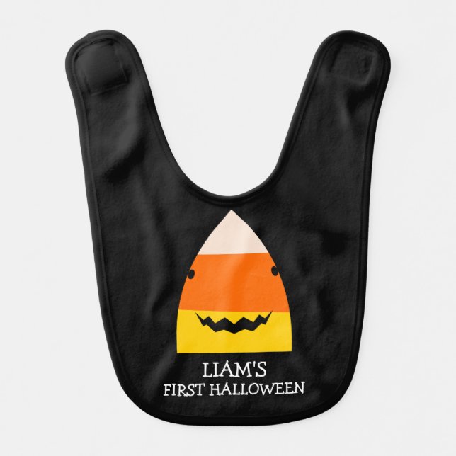 Cute Shark First Halloween Baby Bib (Front)
