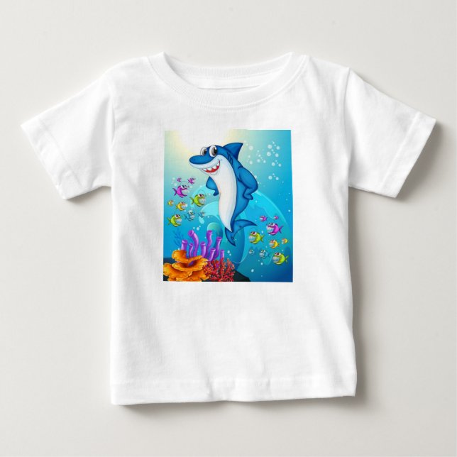 Cute Shark Fish Underwater Cartoon-23685 Baby T-Shirt (Front)