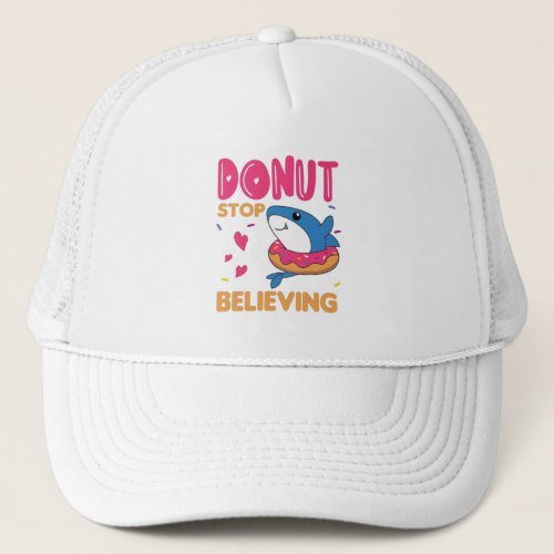 Cute Shark Funny Animals In Donut Pink Trucker Hat