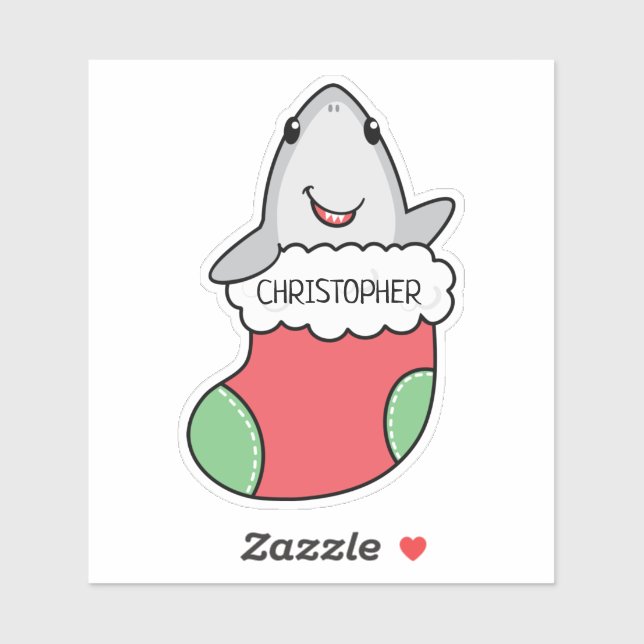 Cute Shark In A Stocking Sticker (Sheet)
