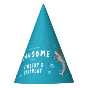 Cute Shark in Ocean Kids Birthday Party Hat