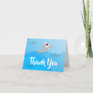 Cute Shark in Santa Hat Thank You Card