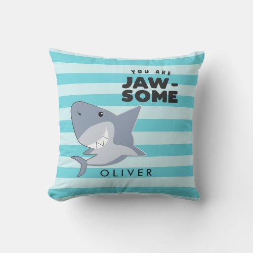 Cute Shark Jawsome Boys Custom Throw Pillow