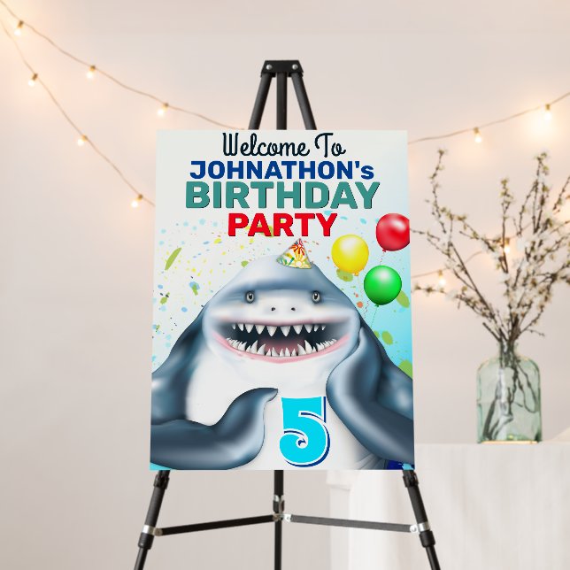 Cute Shark Kids Birthday Foam Board (In Situ (Stand))
