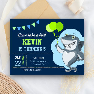 Cute Shark Kids Birthday Party Invitation Postcard