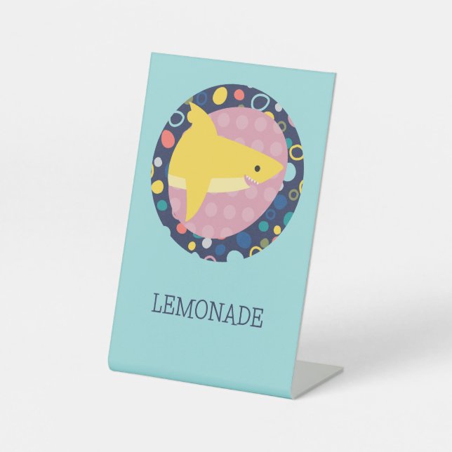 Cute Shark Lemonade Pedestal Sign (Front)