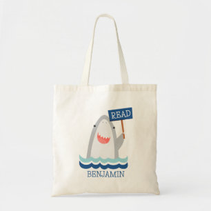Cute Shark Library Tote Bag