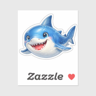 Cute Shark Minimalist Ocean Illustration Sticker