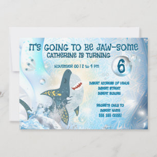 Cute Shark Ocean Kids Birthday Invitation