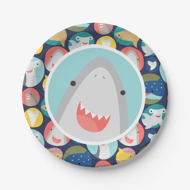 Cute Shark Paper Plates (Front)