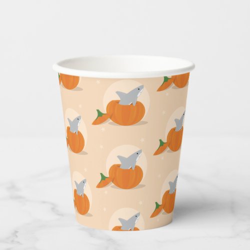 Cute Shark Pattern Fall Pumpkin Paper Cups