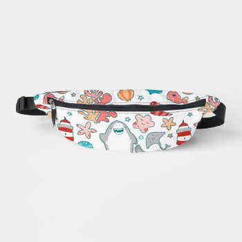Cute Shark Pattern Fanny Pack by Ricaso_Graphics at Zazzle