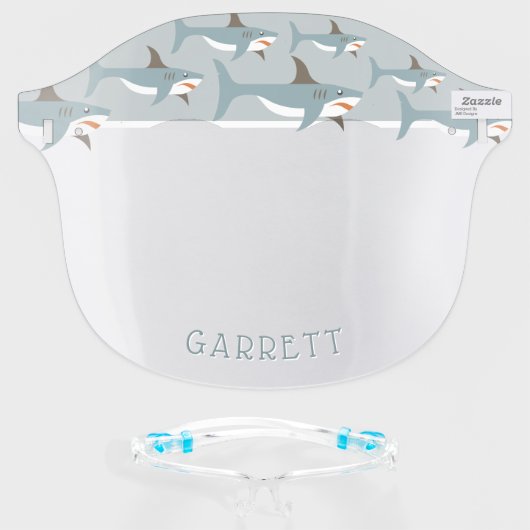 Cute Shark Pattern Personalized Face Shield (Front w/Glasses)